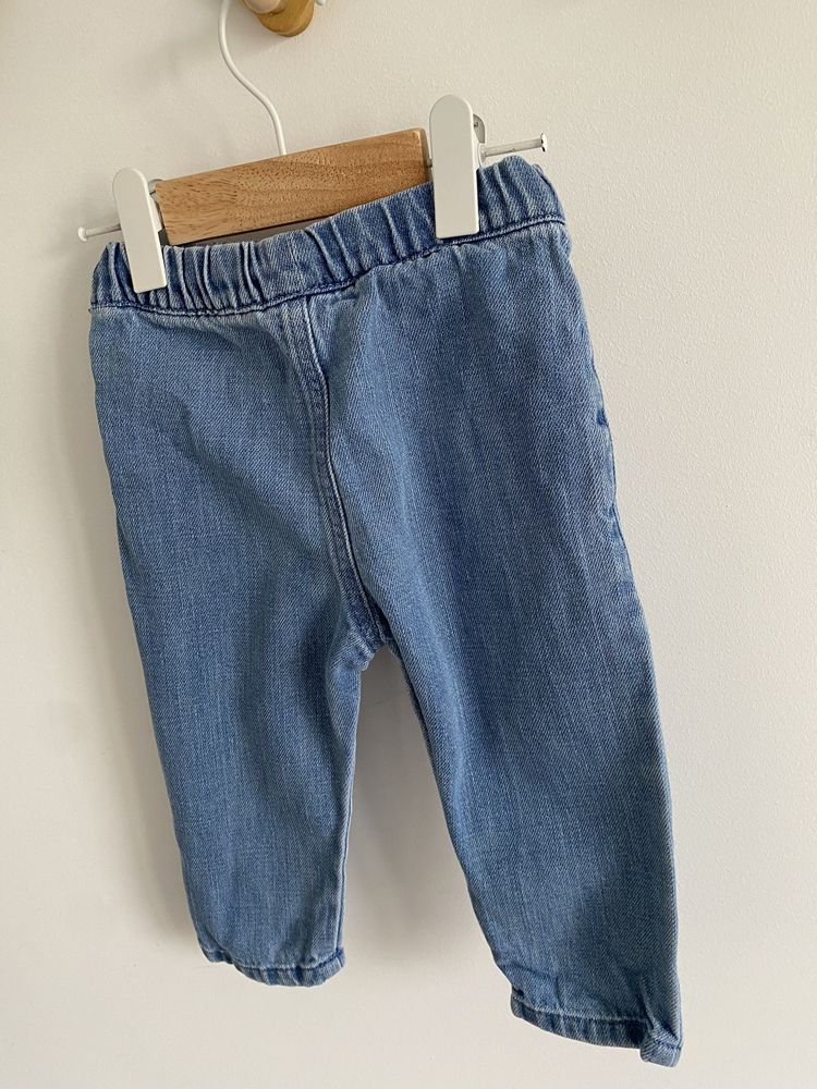 Spodnie jeansowe 80 niebieskie Marks & Spencer wyszywane kwiaty newbie