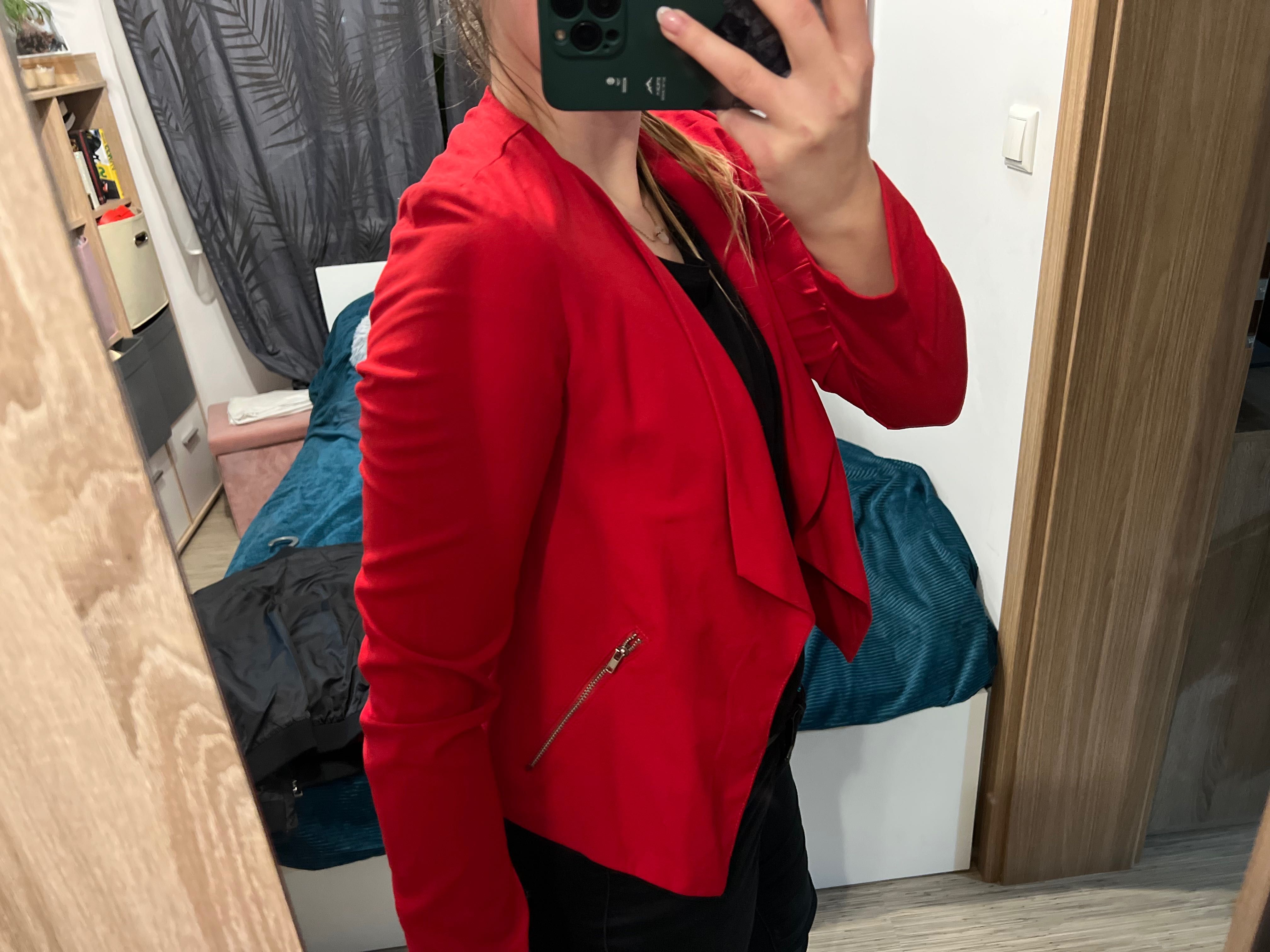 Czerwona narzutka marynarka H&M 36