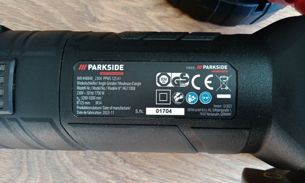 Szlifierka kątowa firmy Parkside Performance PPWS 125 A1