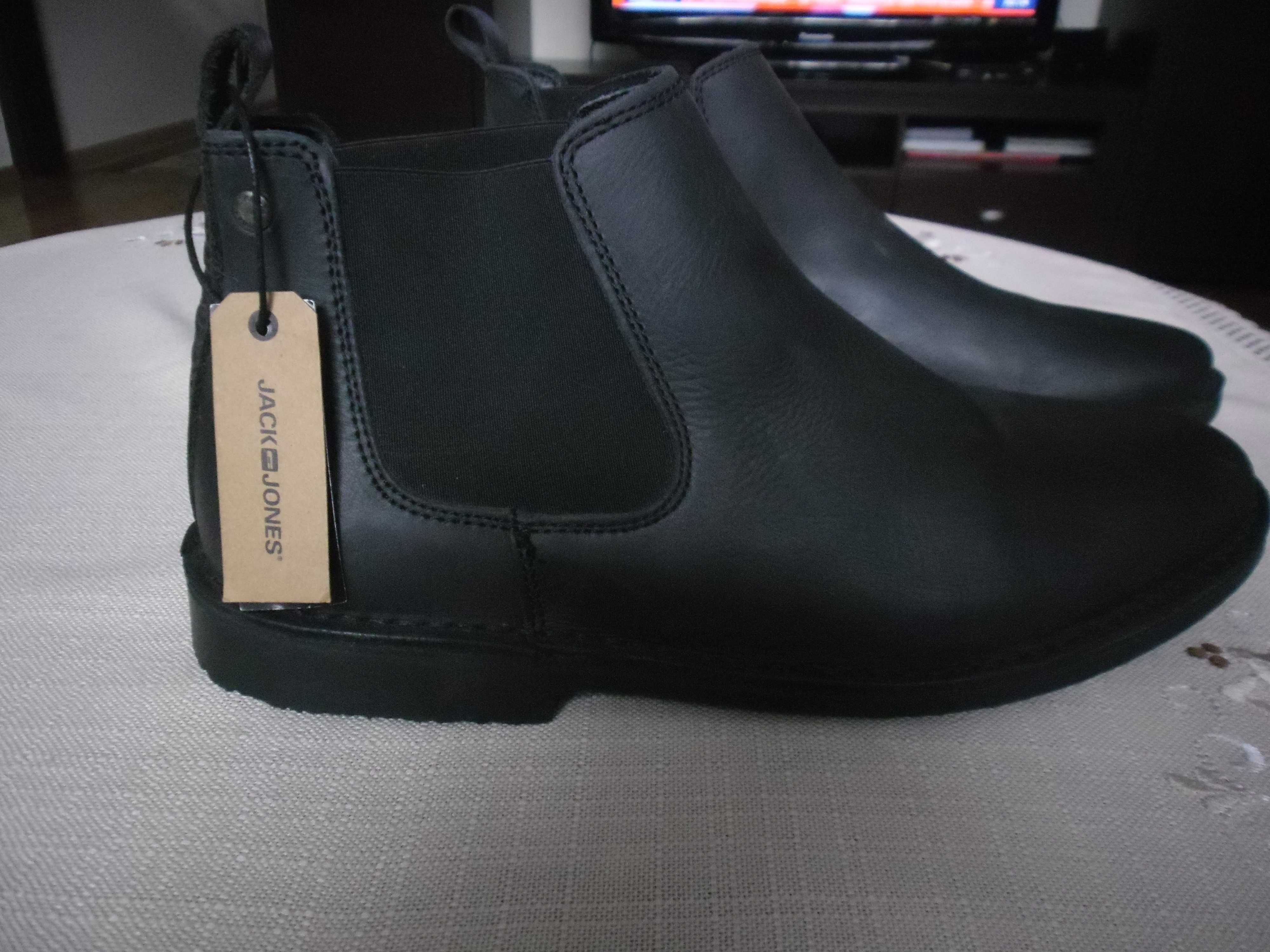 Buty sztyblety męskie skórzane - JACK JONES