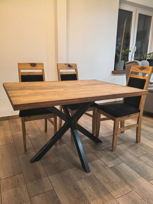 Stół drewniany rustykalny loft z nogą typu pająk