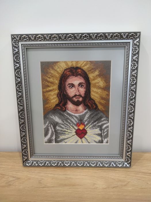 Obraz wyszywany ręcznie z ramką 32×28 cm
