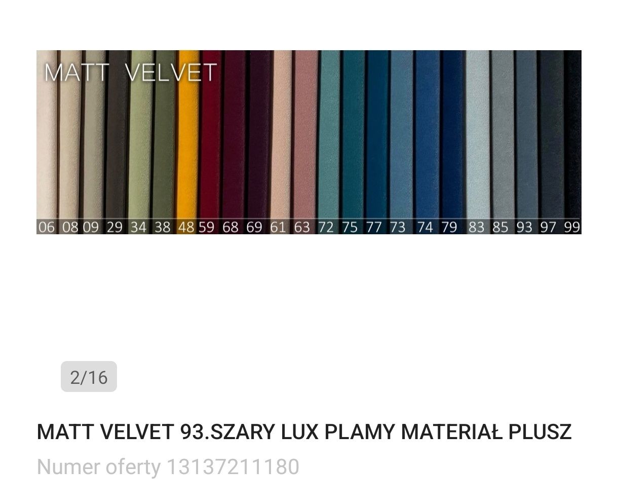 Narożnik kanapa L lewa duża Mojito - maty Velvet 93