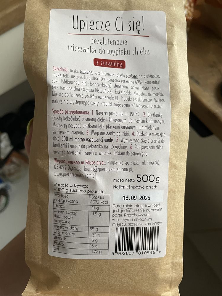 Mieszanka do chleba z żurawiną bezglutenowa