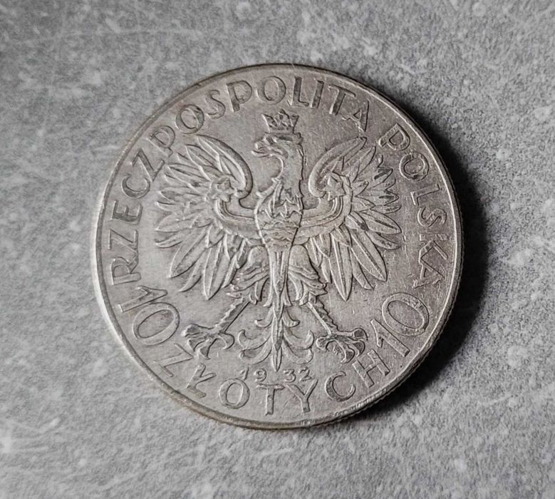 112) POLSKA srebro II RP - 10 Złotych - 1932 r. - Głowa kobiety