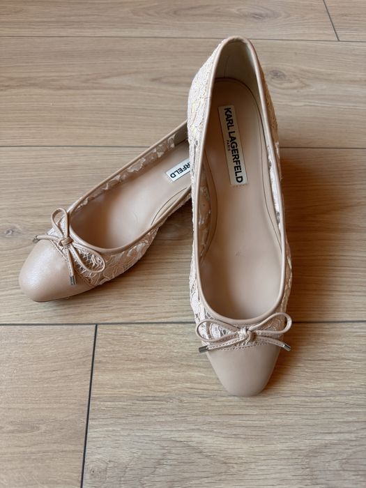 Шикарні шкіряні з кружевов балетки Karl Lagerfeld