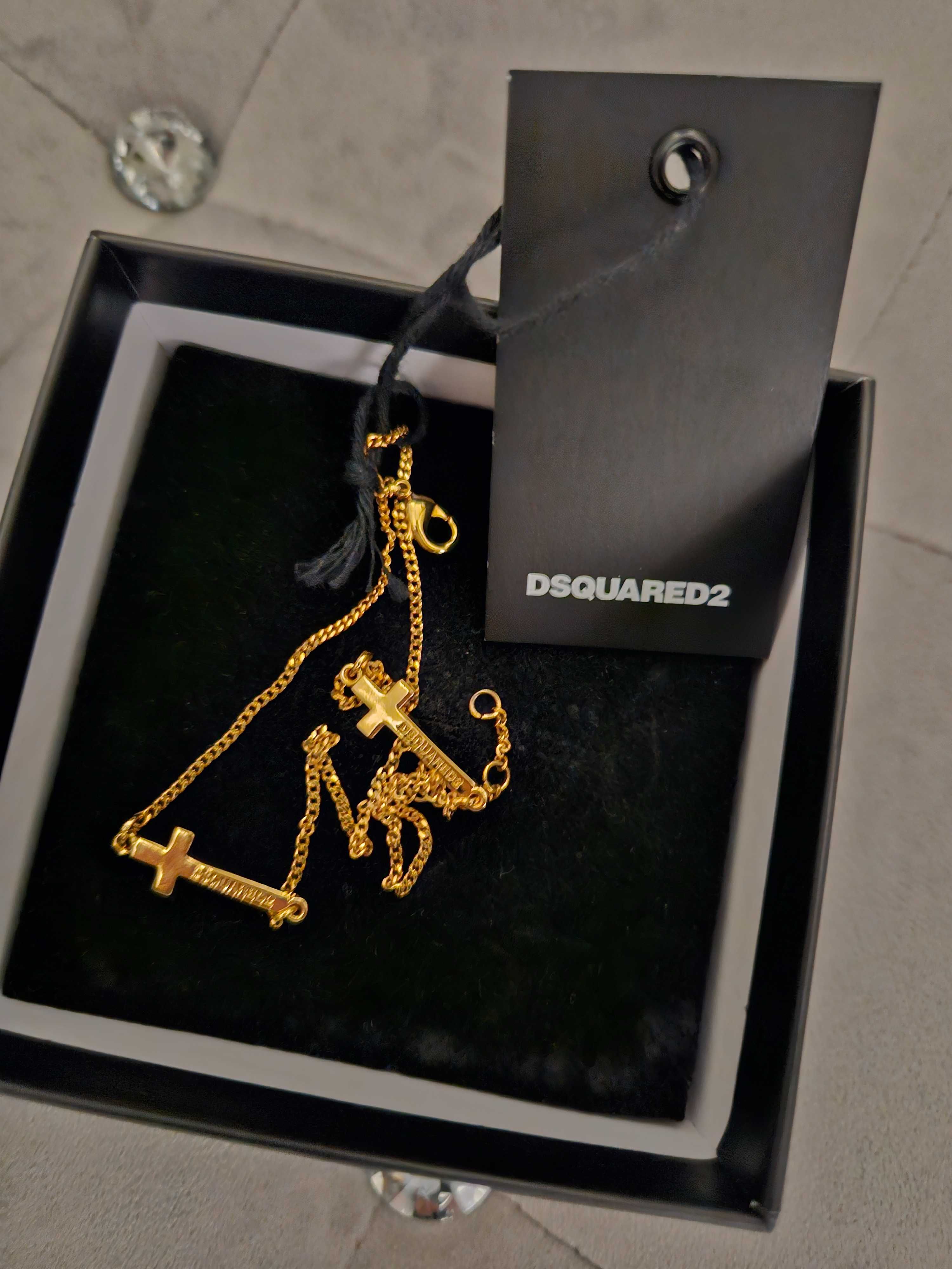 Dsquared2 bransoletka w kolorze złotym z podwójnym krzyżem rozm. M