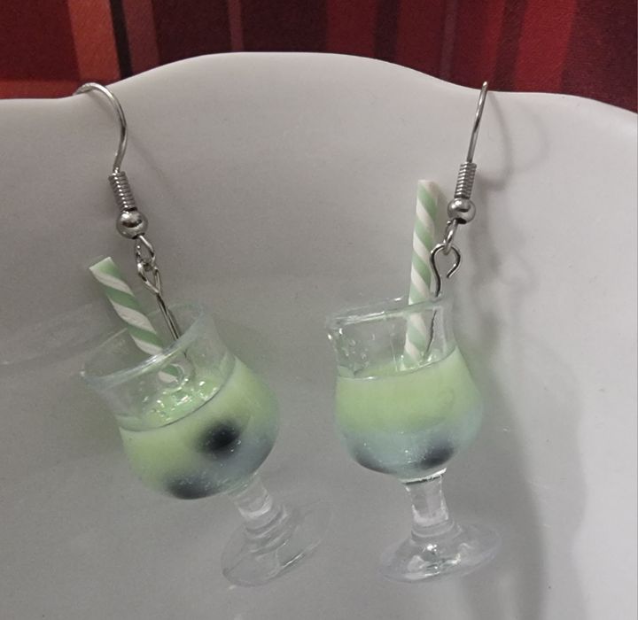 Kolczyki "Miętowe BubbleTea"