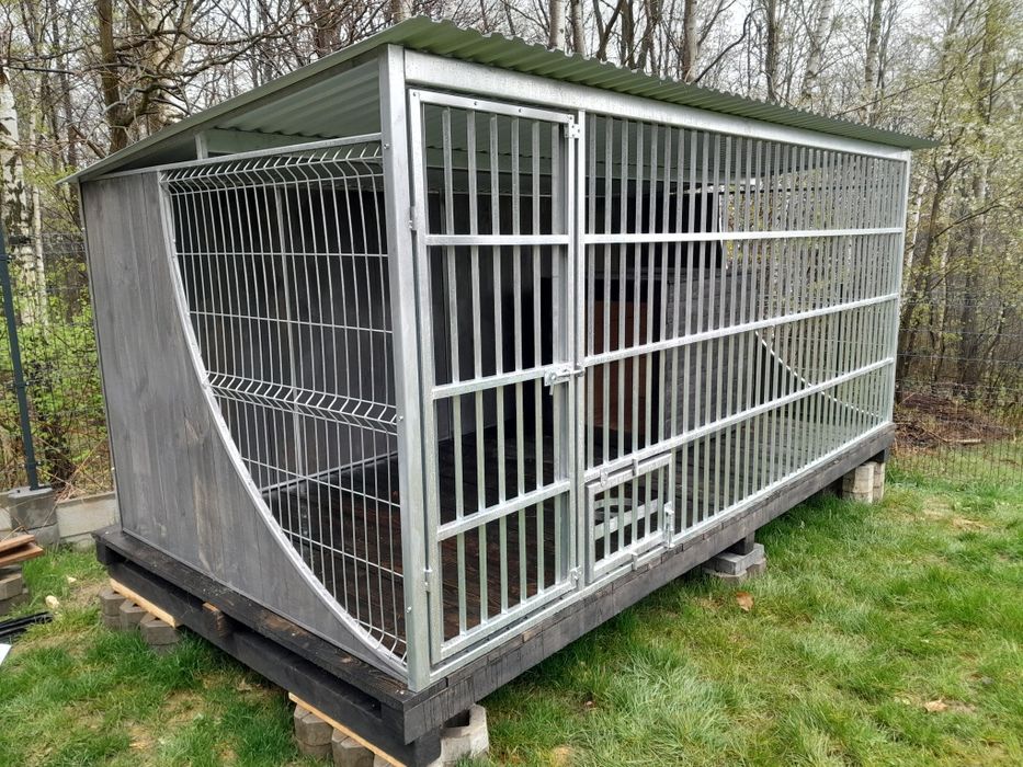 Kojec dla psa ocynkowany nowoczesny premium boki drewno "ŁEZKA" 4x2