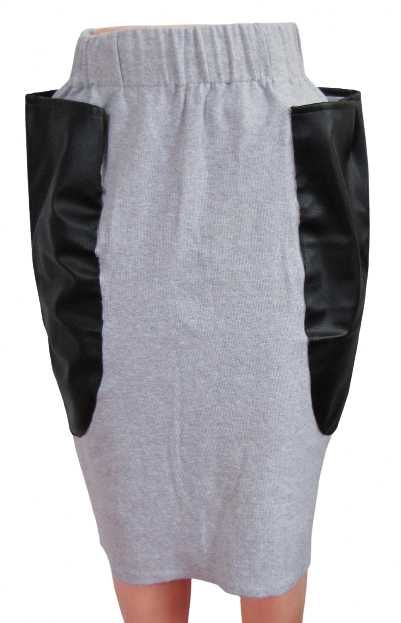 Designerska spódnica kieszenie eko skóra S/M