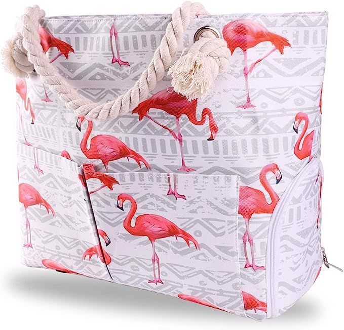 Torba Plażowa Podróżna Płócienna Na Ramię Flamingi
