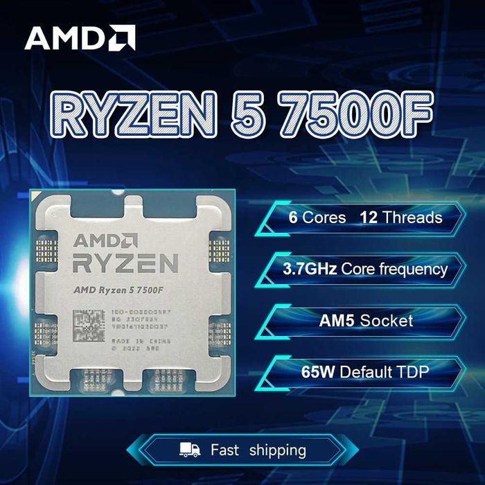 Процессор AMD Ryzen 5 7500F, 6x3.7 ГГц, DDR5, Socket AM5 Tray