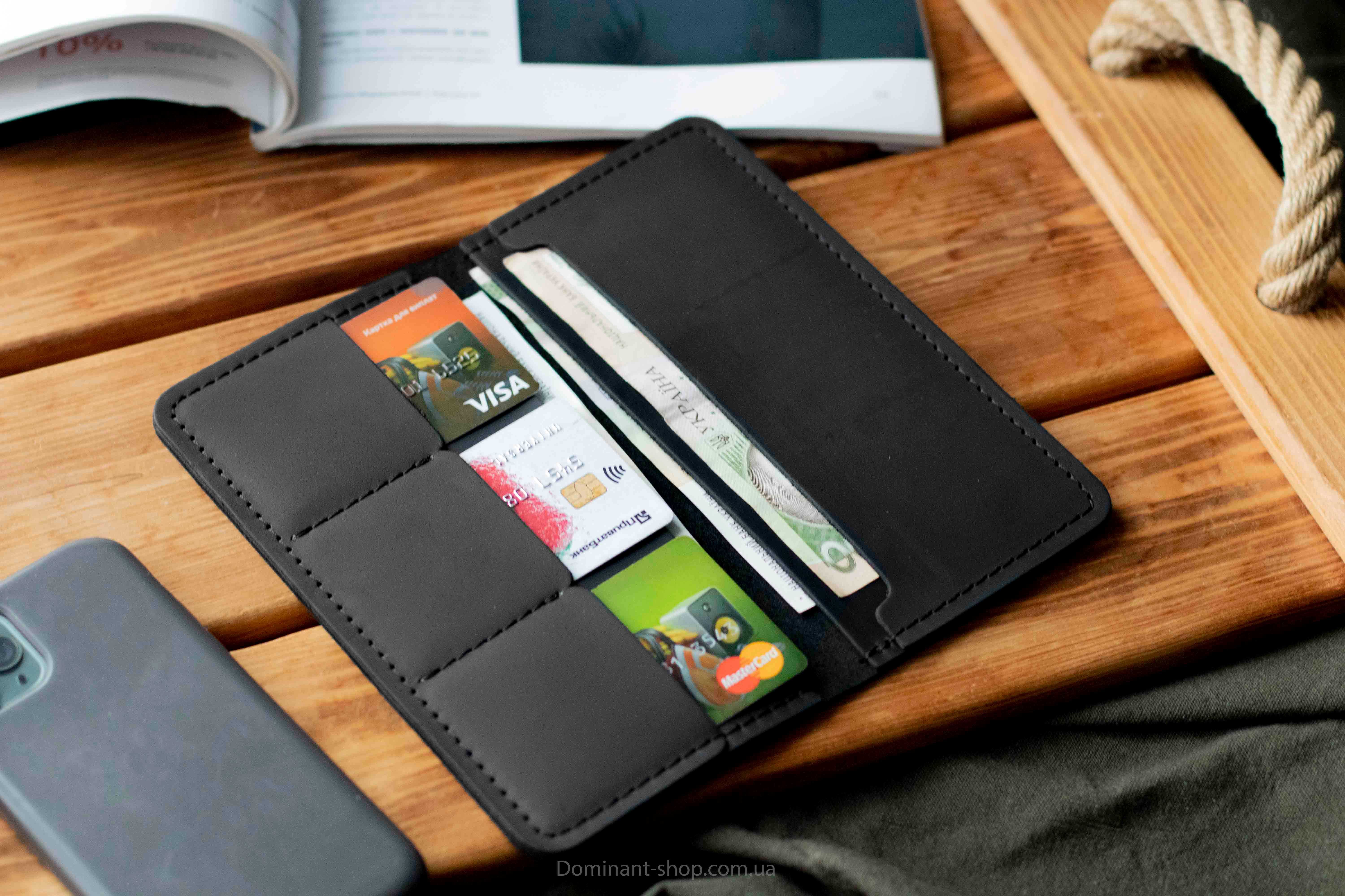 Мужское кожаное портмоне черное из натуральной кожи кошелек бумажник