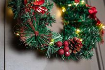 wieniec świateczny, wianek 2 sztuki z lampkami Led