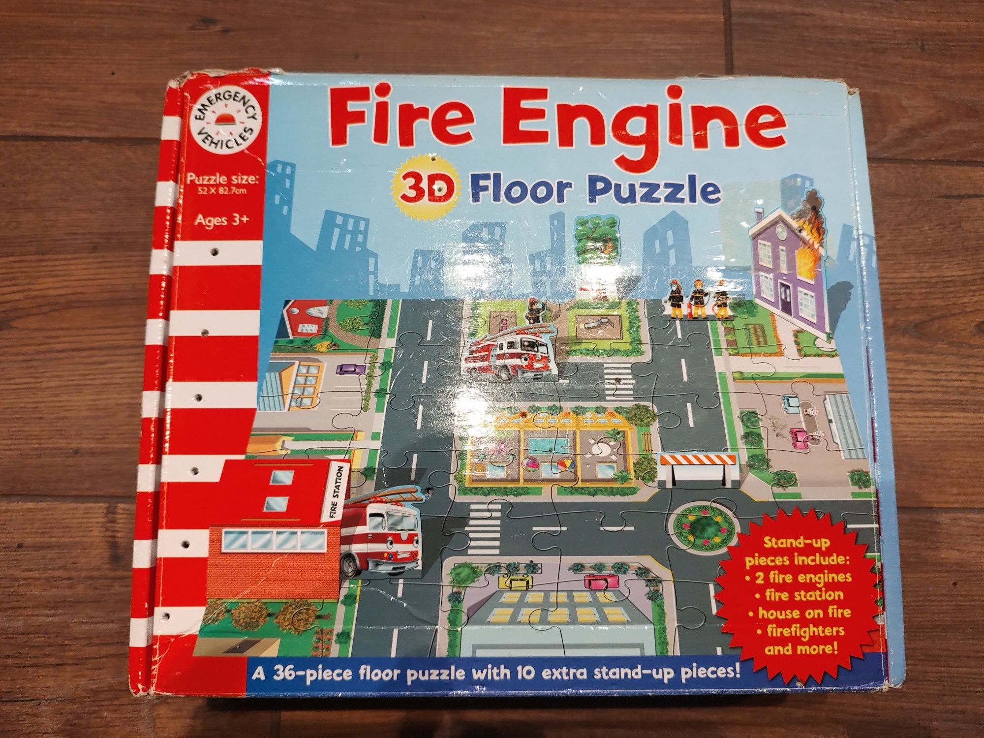 Straż pożarna puzzle 3D  52x82 cm- unikat - Fire Engine Floor Puzzle