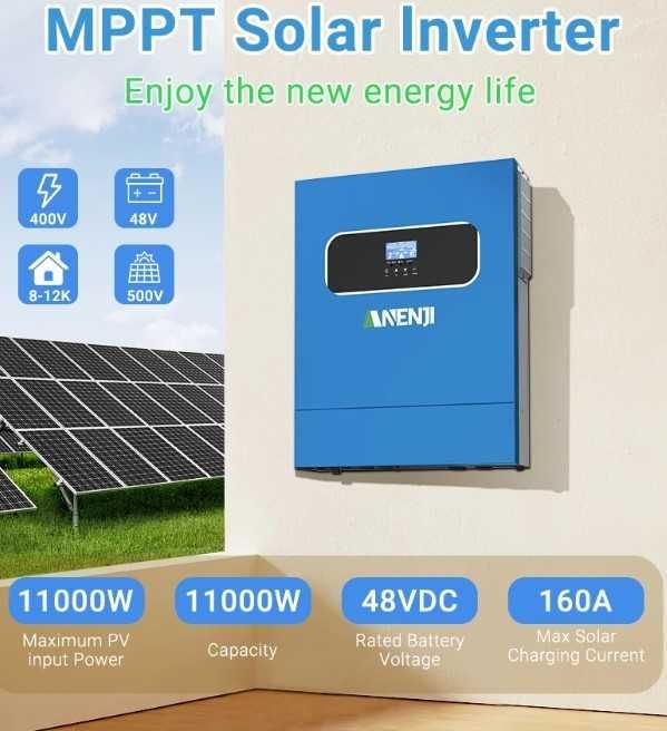 Inwerter Anenji 11kW offgrid nowa wersja 2x27A 48V wbudow.WiFi Lifepo4