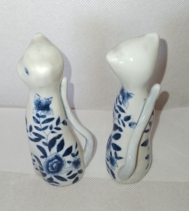 2 gatos em faiança vidrada