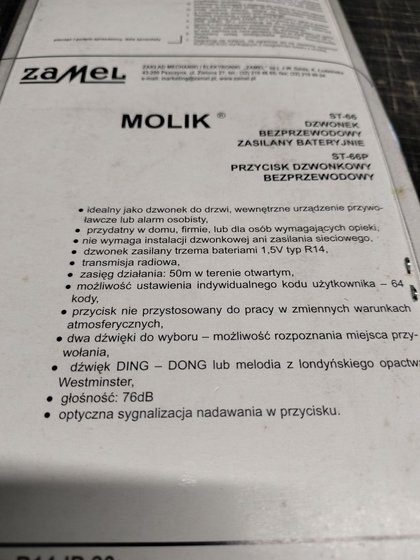 Dzwonek bezprzewodowy Zamel Molik ST 66