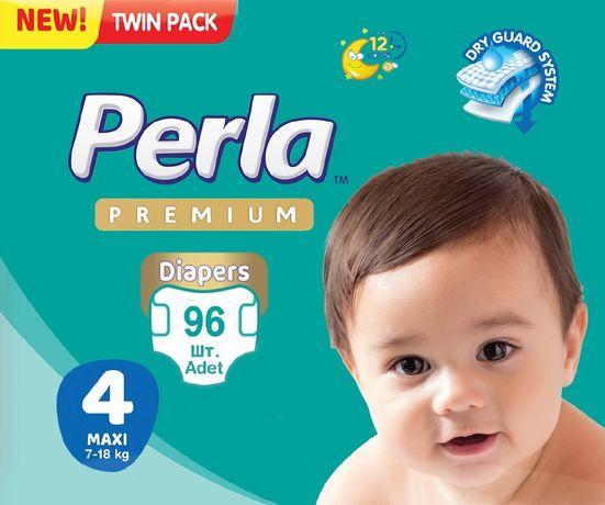 Памперси Perla Premium 4 / 3 пачки/ 96 шт.
