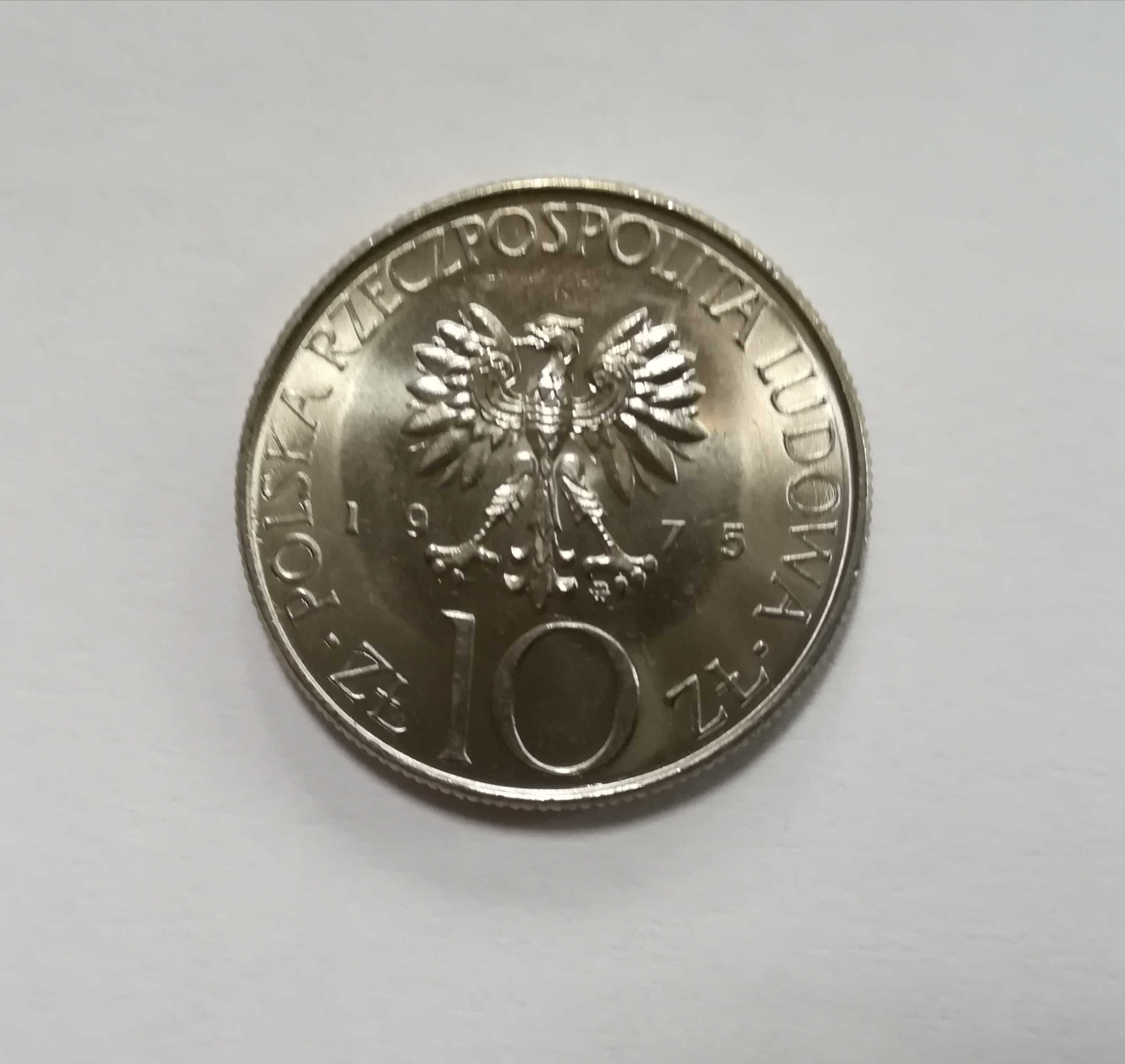 Moneta 10 zł A. Mickiewicz z 1975 r. Stan menniczy zbliżony do ideału.