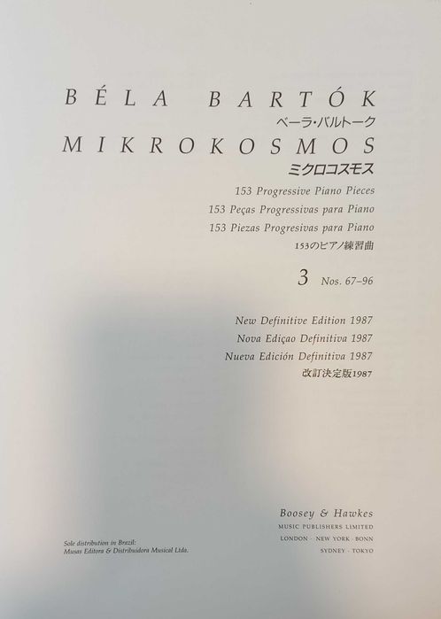 Béla Bartók Mikrokosmos Volume 3 Boosey Hawkes