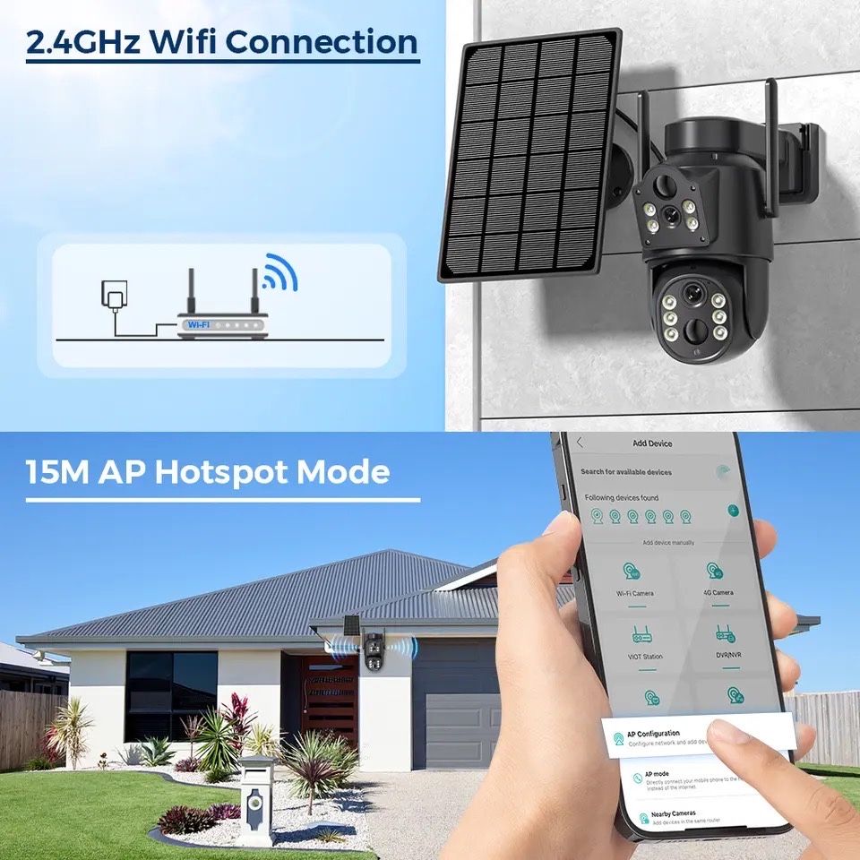 Автономна 8MP Вулична Камера WIFI на сонячній панелі відеокамера