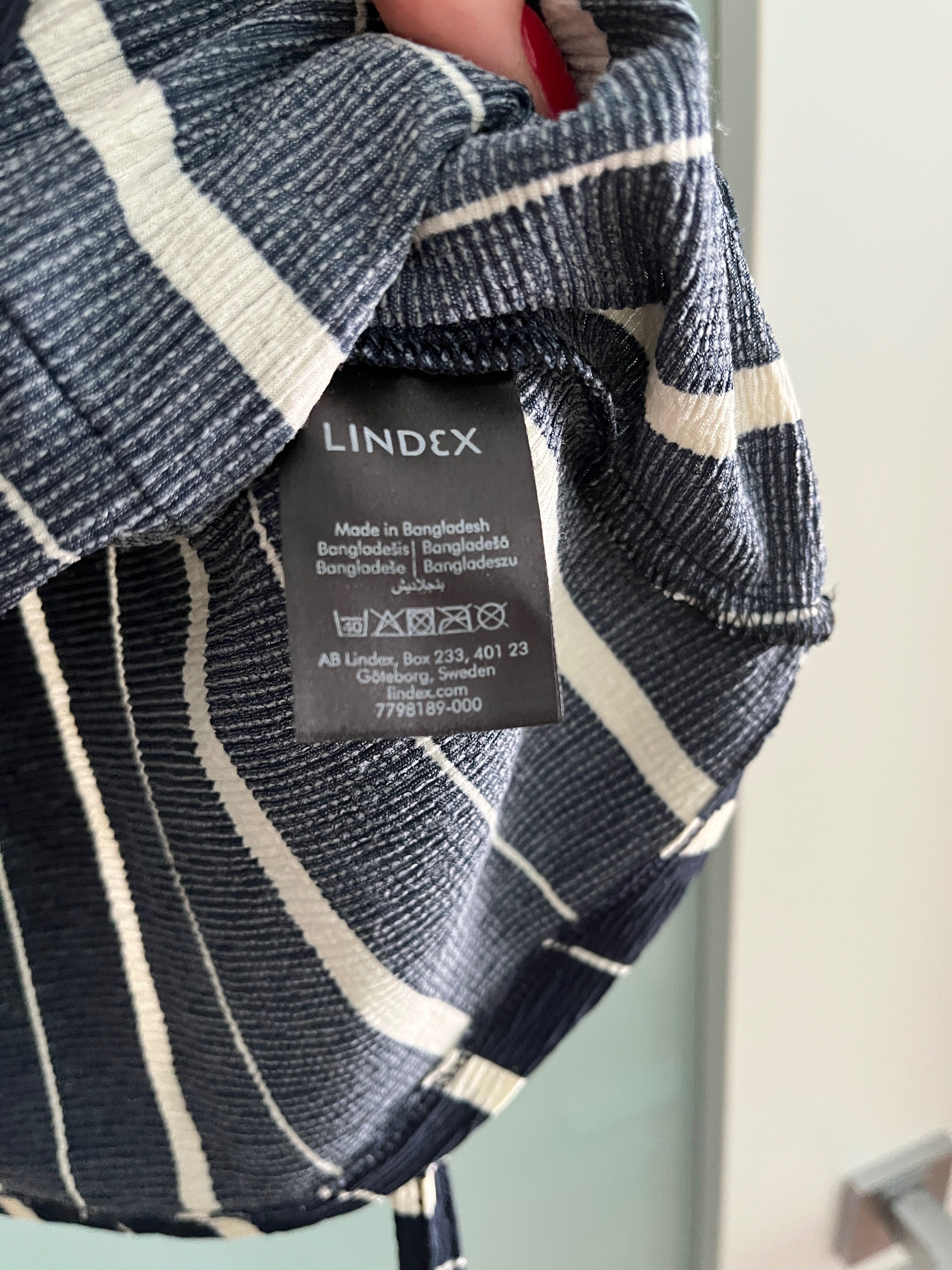 Bluzka granatowa z paskami i wiązaniem, casual & chic M Lindex