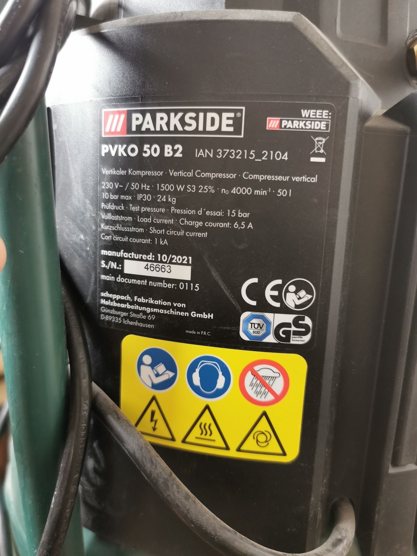 Kompresor sprężarka Parkside PVKO 50 B2