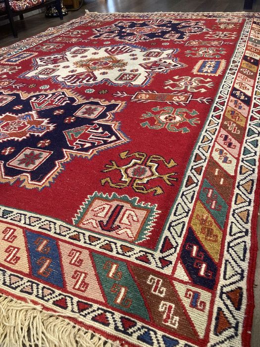 Autêntico Tapete Persa Kilim Soumak 195x126cm - Novo
