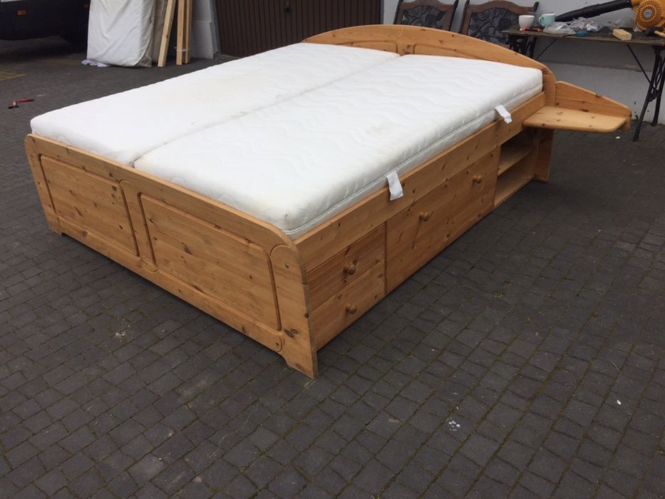 Lozko rama 180x200 z szufladami drewniane