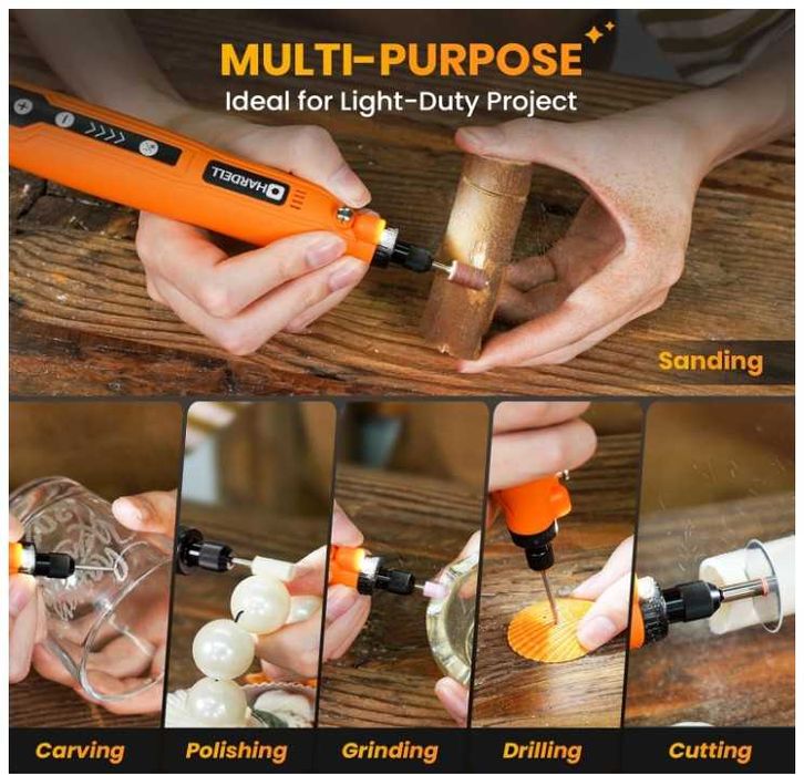 Bezprzewodowe narzędzie obrotowe, 5 biegów + akcesoria HARDELL