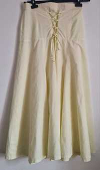 Długa limonkowa spódnica S (36)