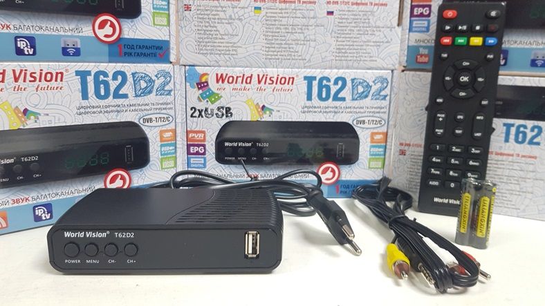 Новый World Vision T62D2 приставка т2 ресивер тюнер DVB-T2/C YouTube