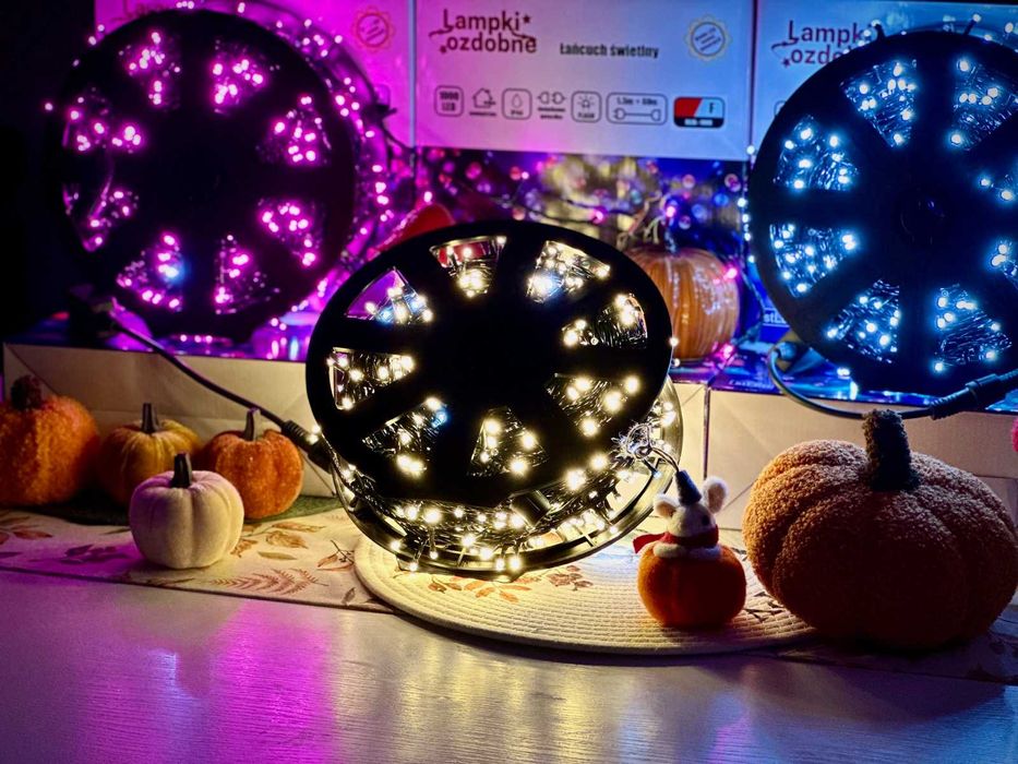 Lampki ŚWIATEŁKA na choinkę 1000 LED na szpuli biały zimny+flesh 61,5m
