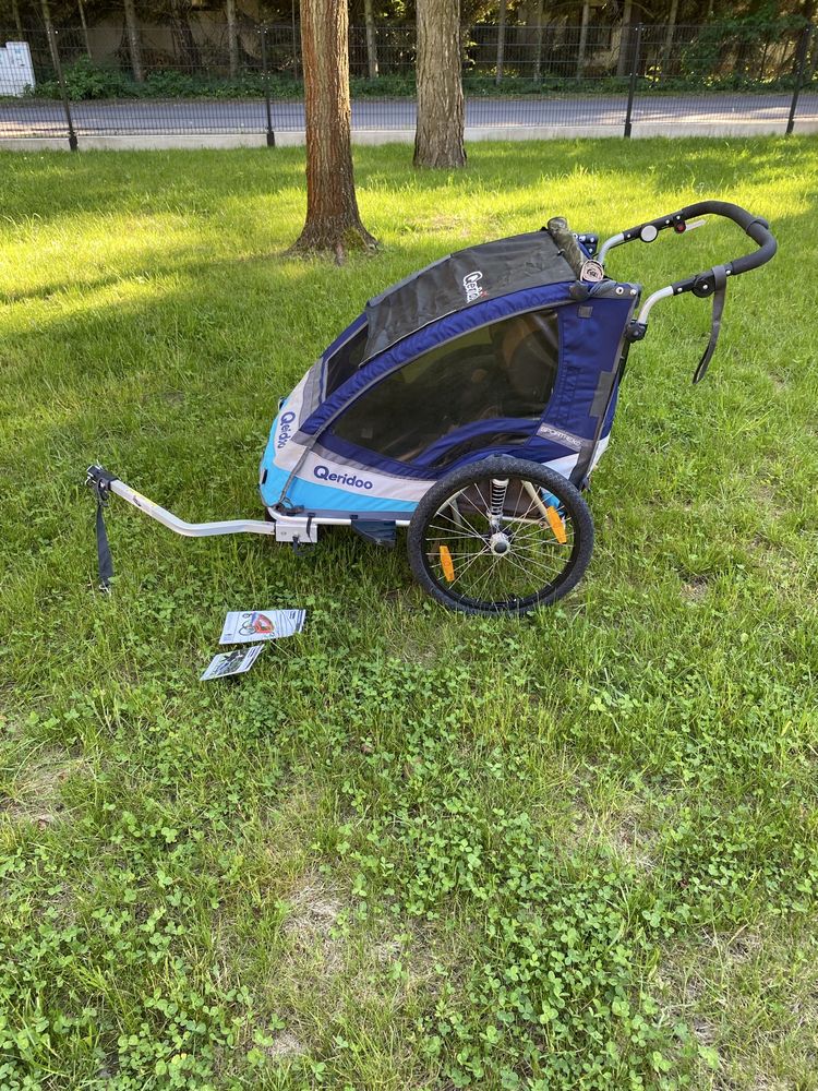 Przyczepka rowerowa Qeridoo Sportrex 2 niebieska pokrowiec gratis