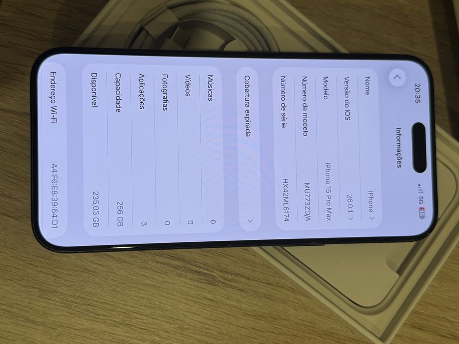 Iphone 15 Pro Max 256GB Como novo Original Black Titanium