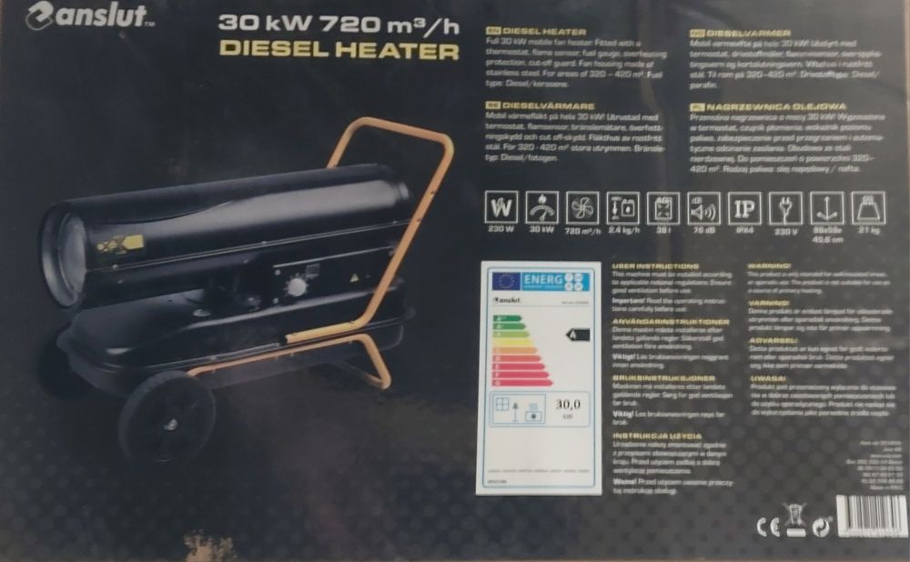 Nagrzewnica olejowa Anslut 30kW spalinowa  720m3/h