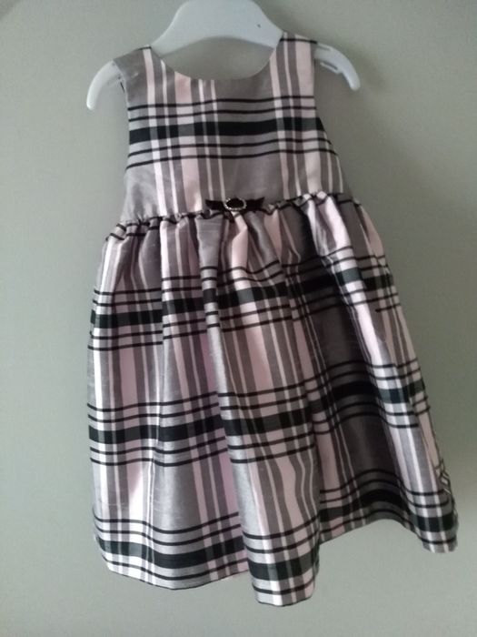 Sukienka w kratę 80/86 satyna matowa