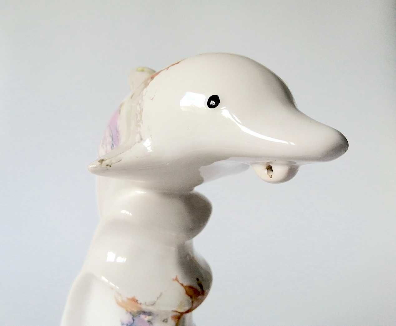 Delfin Figurka Naczynie do pachnidła Porcelit iryzowany