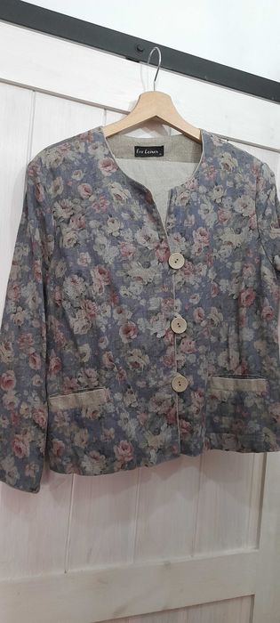 żakiet lniany w kwiaty Eco Leinen r. XL