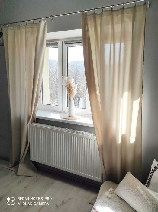 Zasłony okienne na okna 2 sztuki komplet 140x250 cm beżowe