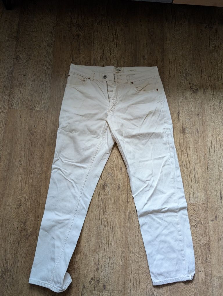 Kremowe jeansy Pull&Bear Wide Leg rozmiar 42