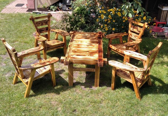 Fotele ogrodowe drewniane + stół