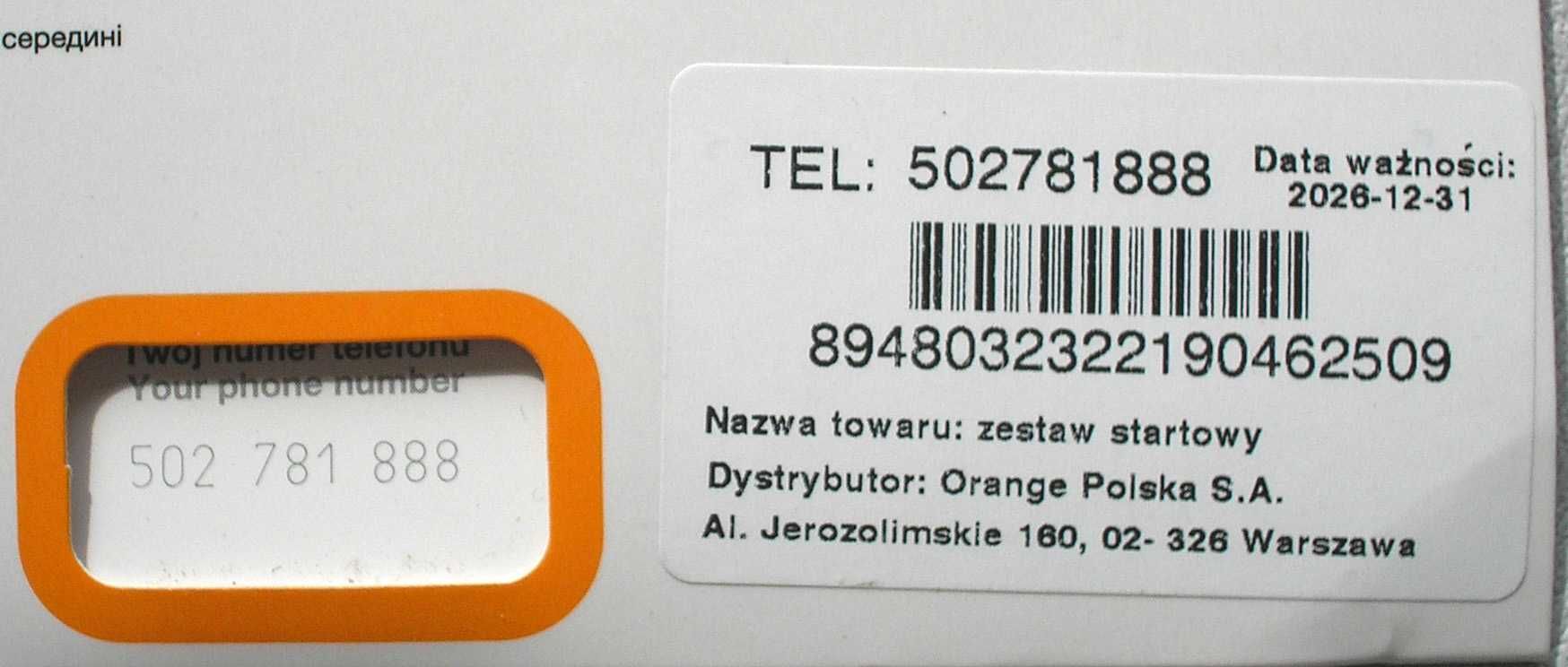 "Złoty Numer" z Orange- starter