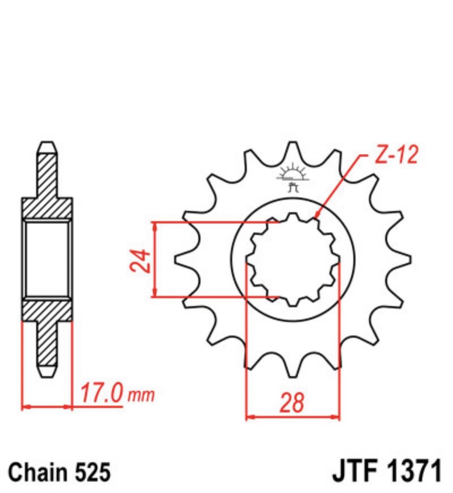 Zębatka przód JT JTF1371-15, 15 zębów rozmiar 525 A660