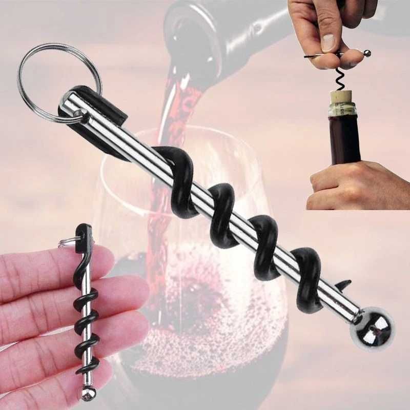 Брелок для ключей функциональный штопор для открывания вина н/ж сталь.