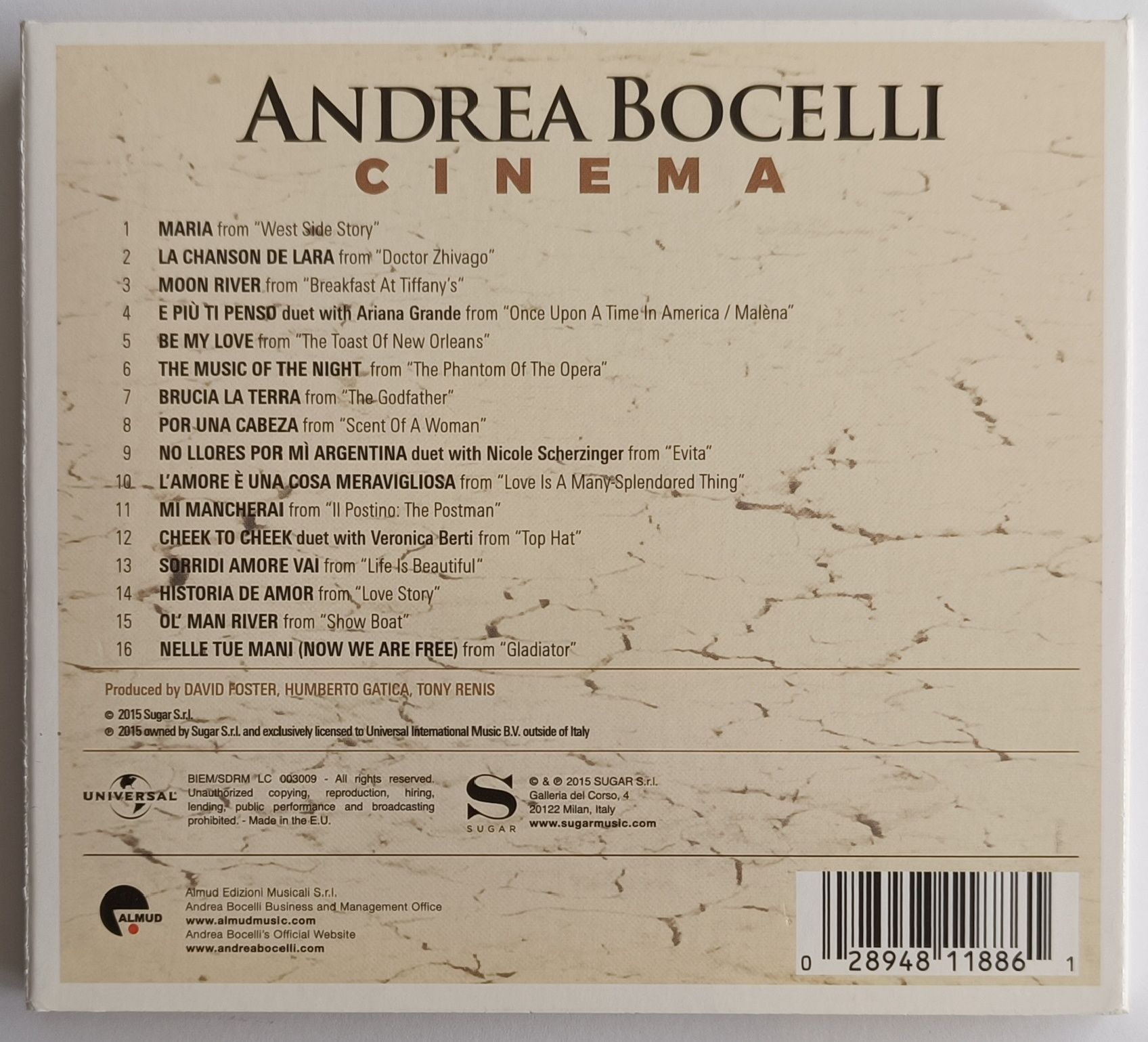 Andrea Bocelli Cinema DeLuxe Edition 2015r