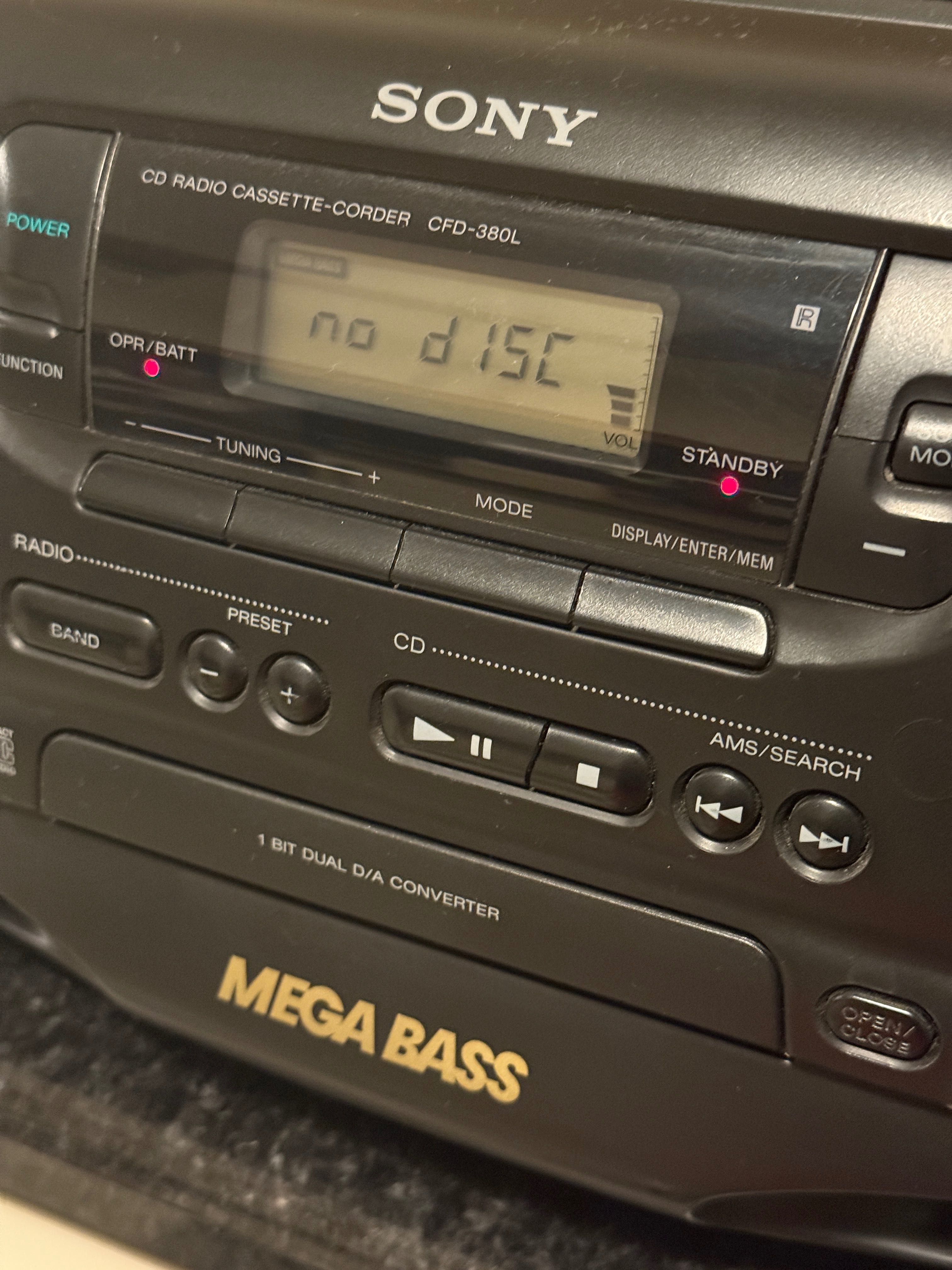 SONY CFD-380L BOOMBOX STEREO Radio Cassette Vintage 1996