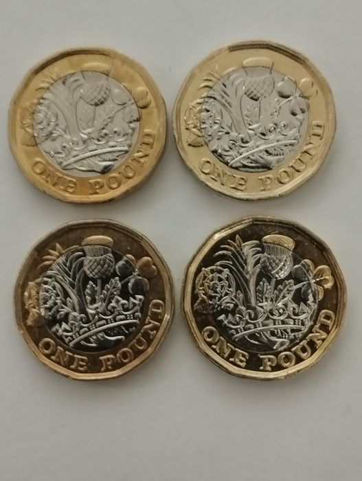 Moedas de 1 Libra UK 1983, 1984, 1985, 1996, 2016 e 2017