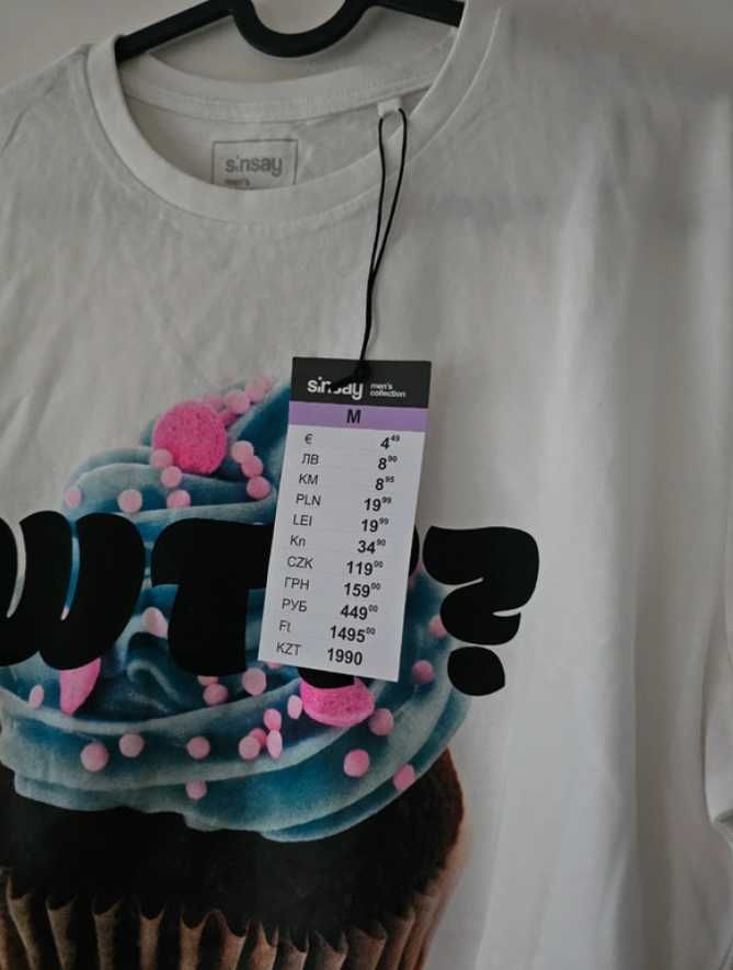 Sinsay, Nowa bluzka koszulka t-shirt męski, rozmiar M, z metką